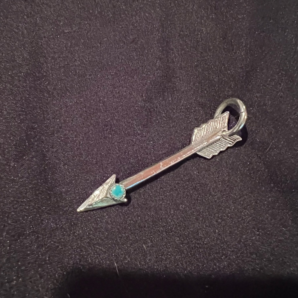 Richard Schmidt Sterling Silver Arrow with Turquoise Pendant